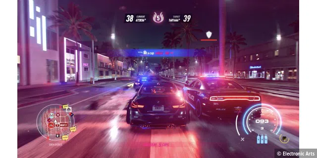 Die Art, wie Need for Speed Heat seine Blur-Effekte setzt und damit das Gleißen des Blaulichts der Cops noch mehr rausarbeitet, erinnert an einen Hollywood-Film.