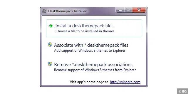 Mithilfe des Deskthemepack Installers können Sie auch Designs aus Nicht-Microsoft-Quellen unter Windows 7 verwenden.
