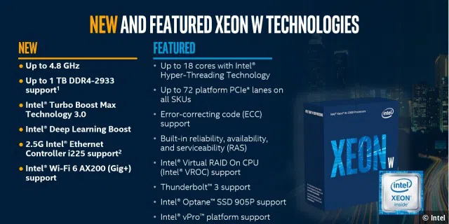 Die Features der neuen Xeon-W-Prozessoren im Detail