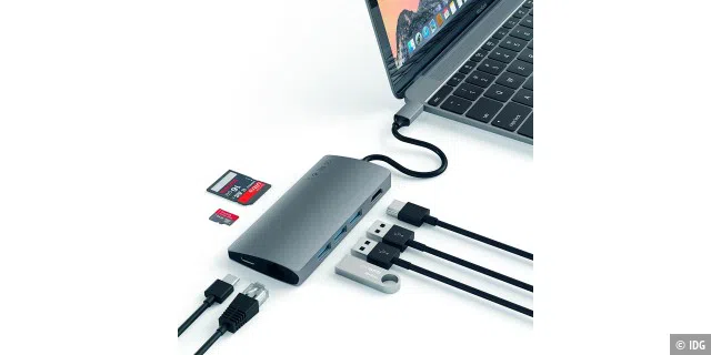 Um einen USB-Hub für mehr Schnittstellen kommen Sie nicht herum, wenn Ihr Rechner – etwa ein aktuelles Ultrabook – nur USB-Typ-C-Anschlüsse bietet.