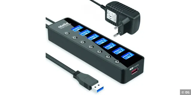 Ein USB-Hub ist eine sinnvolle Erweiterung, wenn zu wenig Anschlüsse am PC oder Laptop vorhanden sind. Beachten Sie die Anzahl und die Stromversorgung.