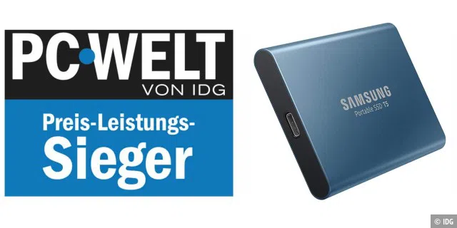 Derzeitiger Preis-Leistungs-Sieger: Samsung Portable SSD T5 500GB