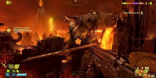 Doom Eternal bietet sehr viel mehr Abwechslung, weil jedes Level uns in ein neues Szenario katapultiert - hier wird der Doom Slayer als Gott verehrt.