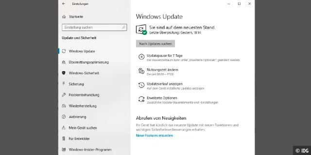 Die großen Funktions-Updates lädt Windows erst, wenn Sie aktiv danach suchen, lediglich die Patches der Sicherheits-Updates installiert das Betriebssystem automatisch.
