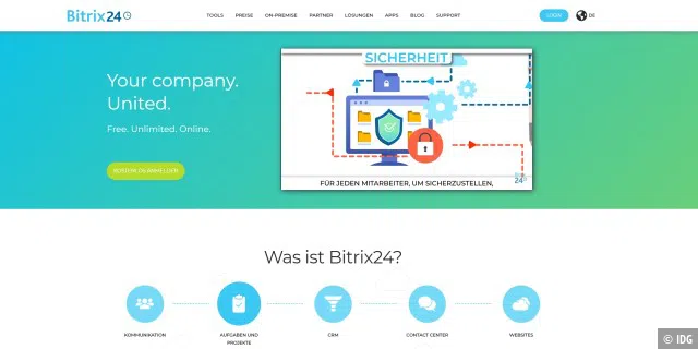 Bitrix 24 ist ein umfassender Onlinedienst für die Zusammenarbeit im Unternehmen – unter anderem mit Tools für Projektmanagement und Aufgabenplanung.