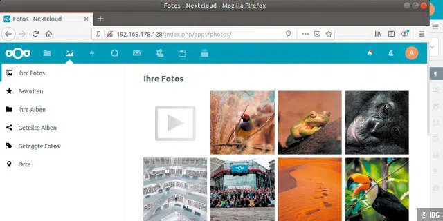 Bilderarchive im Netz: Die Foto-App hat ein neues Menü in der Seitenleiste erhalten, über das sich Bilder schneller auffinden lassen, beispielsweise per Klick auf „Getaggte Fotos“.