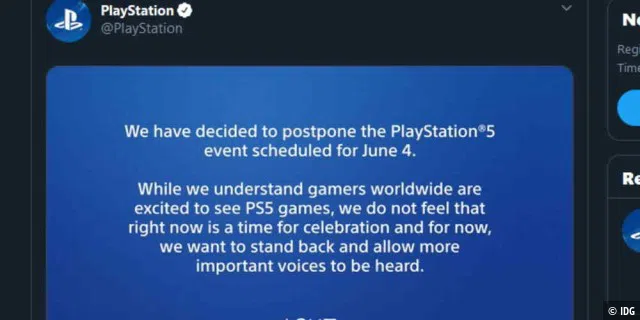 In einem Tweet sagt Sony die für den 4. Juni geplante PS5-Veranstaltung ab