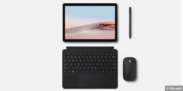 Mit Zubehör wie Tastatur und Eingabestift lässt sich das Surface Go 2 zum Arbeitsgerät aufrüsten.