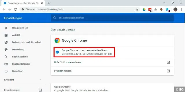 Achten Sie darauf, dass Ihr Browser immer auf dem neuesten Stand ist, sodass Hacker keine Angriffsfläche haben. Google Chrome beispielsweise wird automatisch aktualisiert.