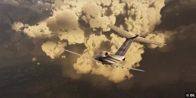 So muss sich Next Generation anfühlen: Der Detailgrad des Flugzeugs, die Spiegelungen, die unglaublich authentisch aussehenden Wolkenformationen, die auf Live-Wetter-Daten basieren. Toll!