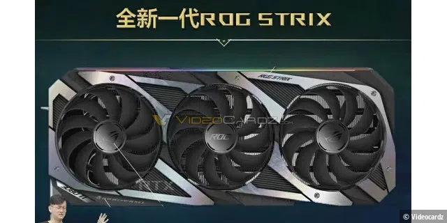 Videocardz will von ASUS ein vermeintliches Renderbild der GeForce RTX 3080 Ti ROG Strix erhalten haben.