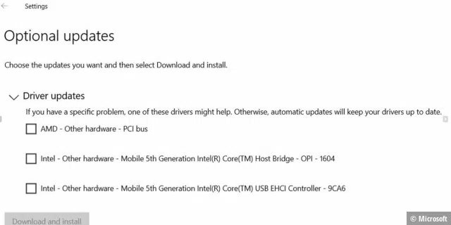 Windows Update bietet auch Treiber-Aktualisierungen an