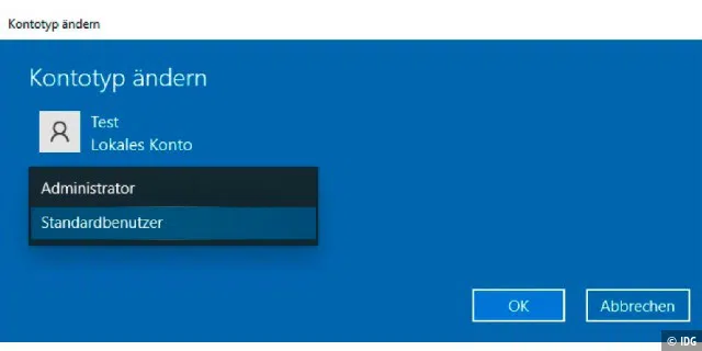 Windows unterscheidet zwischen Administratoren und Standardbenutzern. Ein Administrator kann den anderen Benutzern über die „Einstellungen“ von Windows die jeweilige Rolle zuweisen.