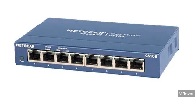 Viele Ethernet-Ports und volles Tempo: Alle verkabelten Endgeräte am Switch unterhalten sich unabhängig von der sonstigen Netzleistung mit Gigabit-Tempo.