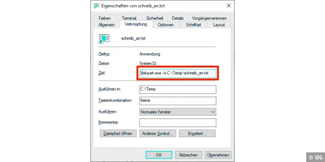 Über Verknüpfungen zu Script-Dateien für das Windows-Partitionierungsprogramm Diskpart können Sie den Schreibschutz für eine Partition ein- und ausschalten.