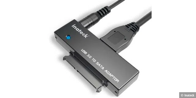 Mit eigenem Netzteil: 3,5-Zoll-Laufwerke und 2,5-Zoll-Festplatten ab zwei TB können per USB nicht mitversorgt werden und verlangen eine separate Stromversorgung.