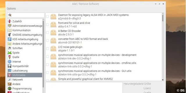 Das Betriebssystem bringt eine große Menge an Software-Paketen mit. Diese installieren Sie über den Menüpunkt „Add / Remove Software“.