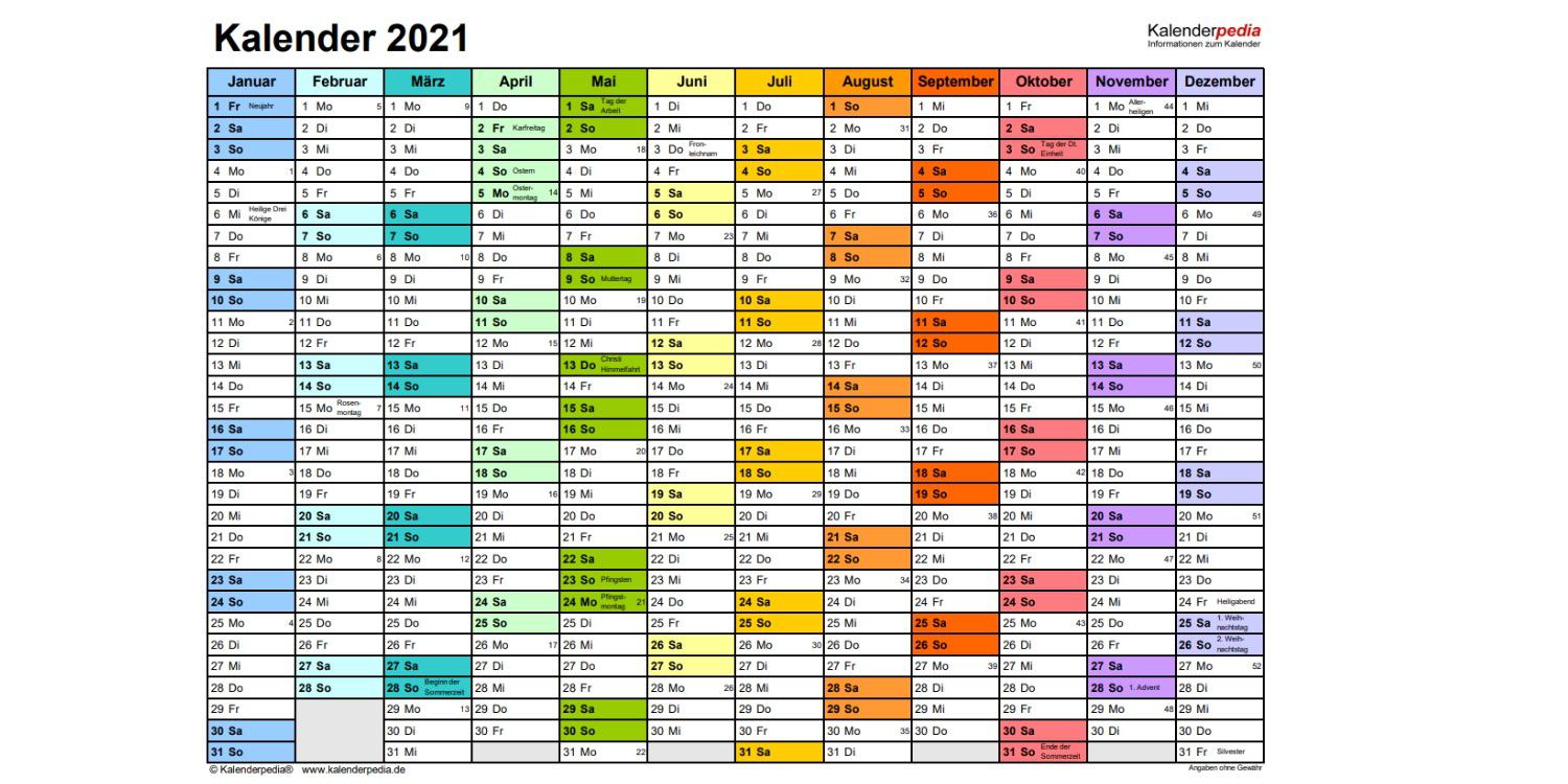 Monatskalender 2021 Zum Ausdrucken Kostenlos - Kalender Zum Ausdrucken 2021 2022