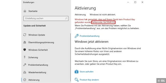 Im Internet bietet Microsoft ausführliche Hilfestellung, wenn die Windows-Aktivierung nicht funktioniert. Dabei helfen auch die vom System angezeigten Fehlercodes.