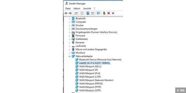 Im Geräte-Manager zeigt Windows die WLAN-Hardware unter „Netzwerkadapter“. In diesen Einstellungen lassen sich auch schnell Probleme mit dem WLAN-Treiber beheben.