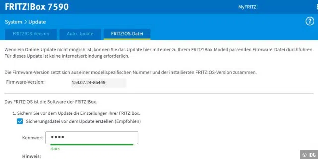 Nutzen Sie erstmalig eine Laborversion auf der Fritzbox, muss sie manuell eingespielt werden. Updates der Labor-Firmware installiert der Router künftig automatisch, sofern die entsprechende Option eingeschaltet ist.
