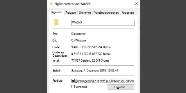 Ordnergröße: „Windows/Winsxs“ fällt durch seine Größe unangenehm auf. Es ist jedoch meist nur scheinbar so groß – und Sie sollten darin niemals Dateien löschen.