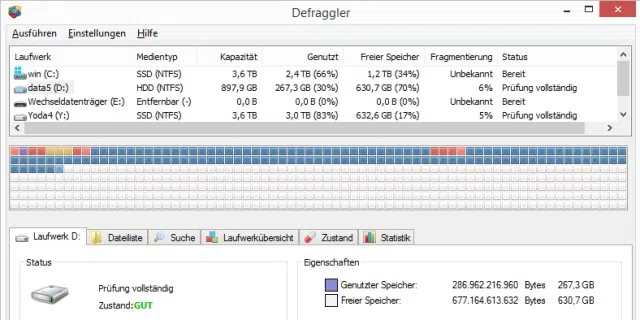 Festplatte optimieren: Das kostenlose Tool Defraggler analysiert die bestehende Fragmentierung und kann nicht nur das gesamte Laufwerk, sondern auch gezielt einzelne, auch große Dateien defragmentieren.