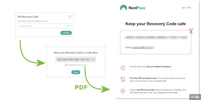 NordPass Recovery-Code zur Datenwiederherstellung