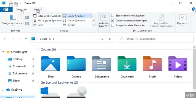 Mehr Farbe für Windows: Die neuen Icons in Windows 10 21H2 sollen die Ordner besser unterscheidbar machen und den Windows-Explorer moderner erscheinen lassen.