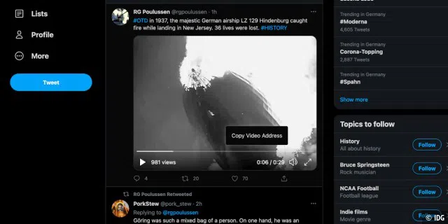 Klicken Sie mit der rechten Maustaste auf das Viddeo in dem Tweet. Wir nehmen ein Video von diesem Twitterkanal: https://twitter.com/rgpoulussen.