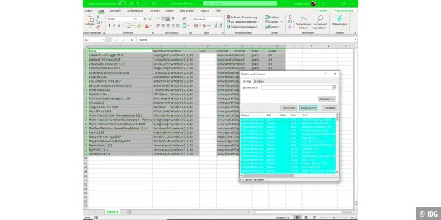 Über die Suchfunktion von Excel finden Sie sämtliche ausgefüllten Zellen eines Arbeitsblatts – so können Sie sie gemeinsam markieren und formatieren.