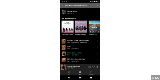 Spotify bietet eine erweiterte Suche, mit der Sie gezielt nach Alben, Künstler und Erscheinungsjahr fahnden können.