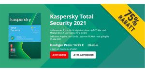Kaspersky Total Security für 14,95 Euro statt 59,95 Euro