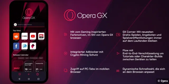 Die wichtigsten Funktionen von Opera GX für Android und iOS