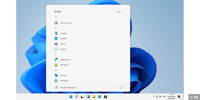 Windows 11: Hier zeigt das Startmenü alle installierten Anwendungen an - nüchtern, aber funktional