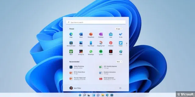 Windows 11: Der neue Desktop mit Startmenü