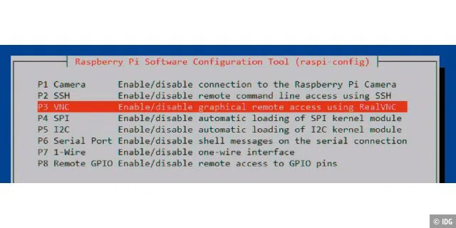 Raspberry-Pi-OS hat alles an Bord. Zum Aktivieren des VNC-Servers reicht eine Bestätigung im Tool raspi-config.