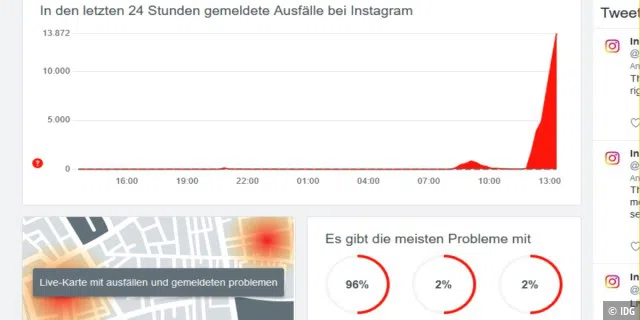 Allestörungen.de: Tausende Meldungen über Instagram-Störung