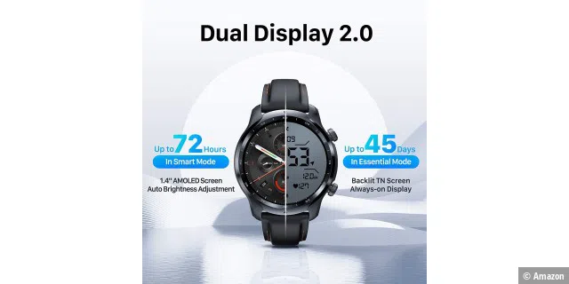 Die Ticwatch Pro 3 bietet zwei Modi und bis zu 45 Tage Akkulaufzeit.