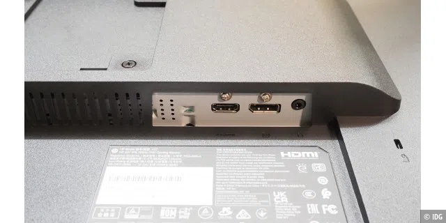 HP X27: Das Schnittstellenangebot beschränkt sich auf je einen HDMI- und Displayport-Eingang