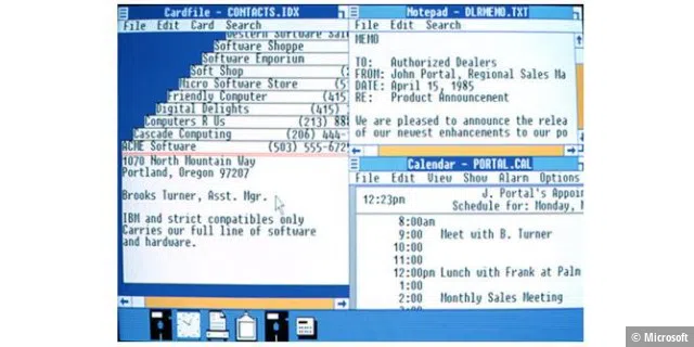 Der Windows 1.0-Desktop. Am 20. November 1985, vor mehr als 35 Jahren, stellte Microsoft unter dem Namen Microsoft Windows 1.0 die erste grafische Benutzeroberfläche für seine MS-DOS-Umgebung vor.