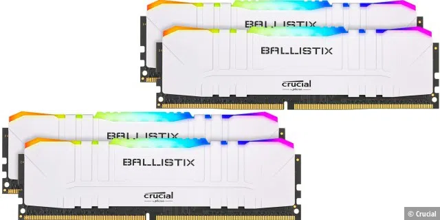 64 GB RAM: 2x Crucial Ballistix RGB weiß 32GB DDR4 3600