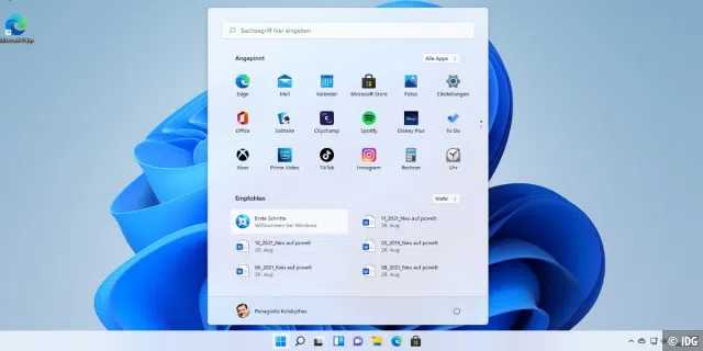 Windows 11: Das Startmenü im neuen Look