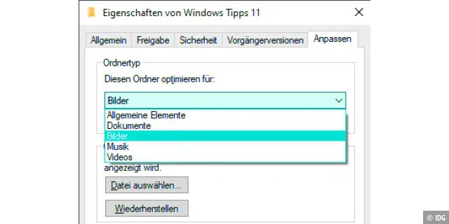 Microsoft macht es Windows-Nutzern nicht ganz leicht, da der Typ und die Ansicht eines Ordners in Windows separat eingestellt werden müssen.