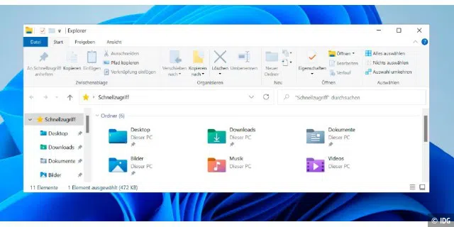 Keine Lust auf das neue Explorer-Design von Windows 11? Mit einem Registry-Tweak setzen Sie die Toolbar außer Kraft und blenden am oberen Fensterrand die Ribbons von Windows 10 ein.