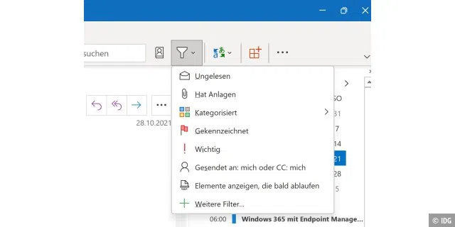 Filtern von E-Mails in allen Versionen von Outlook.