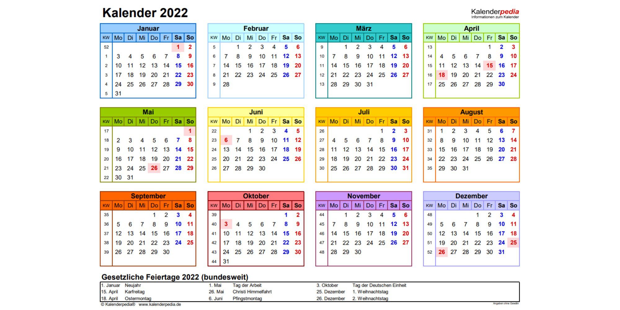 Terminkalender 2022 