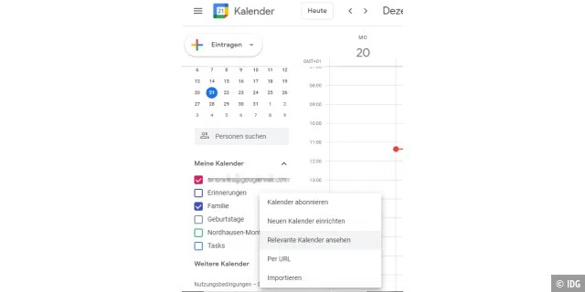 Einrichten von mehreren Kalendern in Google Kalender