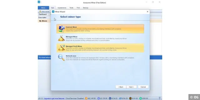 Awesome Miner steht auch als kostenlose Software für Windows und Linux zur Verfügung.