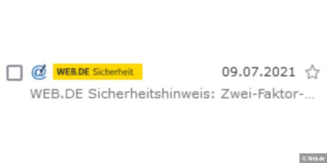 So sieht eine echte Systemmail von Web.de aus.